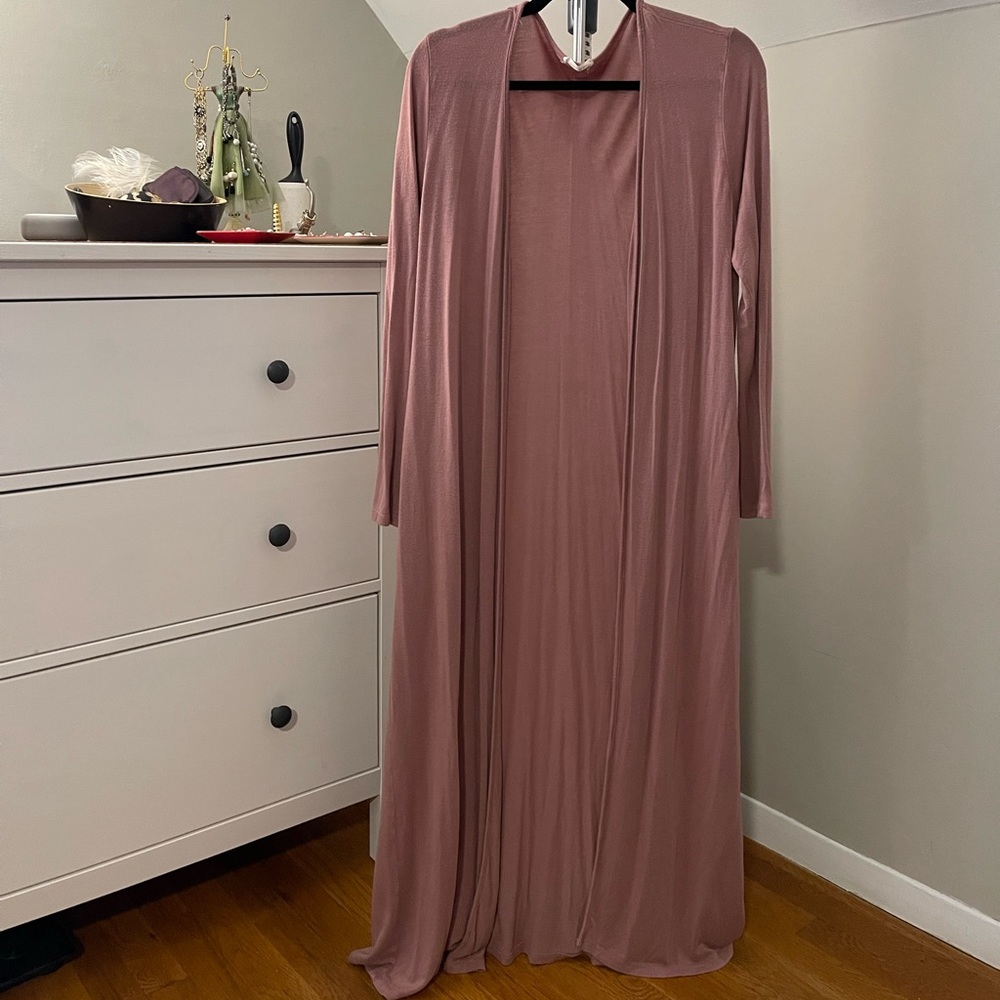 Floor length cardigan duster